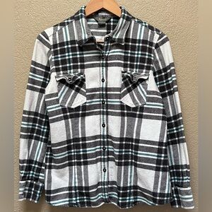 Natural Reflections Plaid Black & White Women's Buttoned Down Shirt Size Large